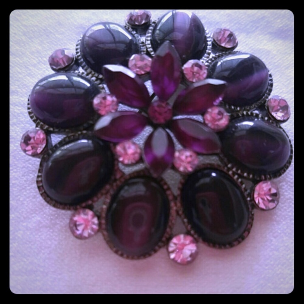 Vintage Purple Floral Brooch